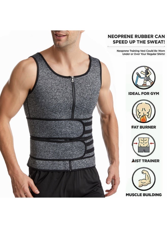 Zesen Men's Waist Trainer Sauna Vest Weight Loss Shaping Sweat Vest with Double Belts and Zipper, Corset Upgraded Version - Image 4